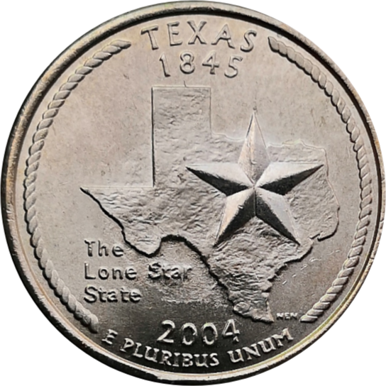 США 25 центов 2004 28-й штат Техас