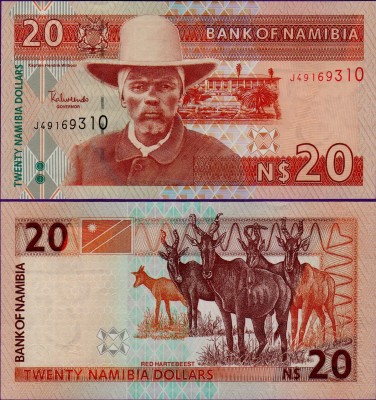 Банкнота Намибии 20 долларов 2002 года
