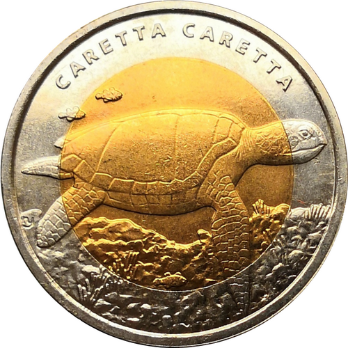 Монета Турции 1 лира 2009 год Морская черепаха