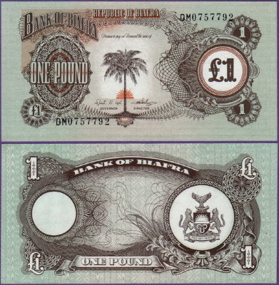 Банкнота Биафра 1 фунт 1968-1969 гг