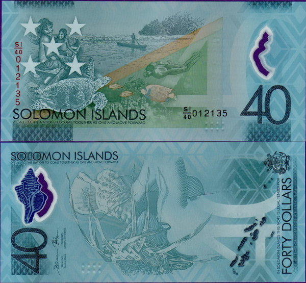 Банкнота Соломоновы острова 40 долларов 2018 год полимер