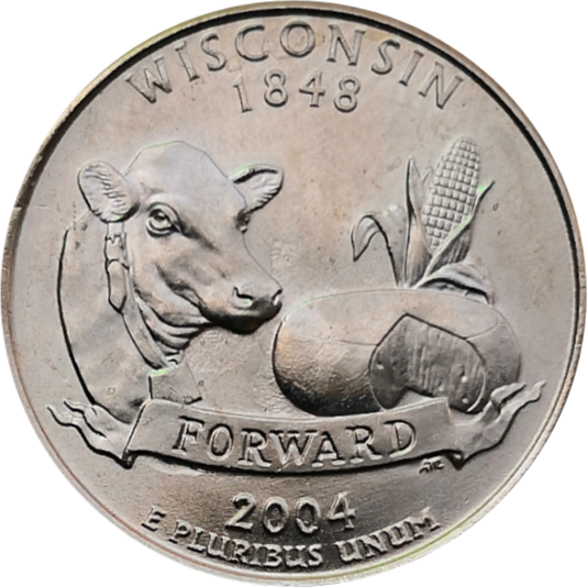 США 25 центов 2004 30-й штат Висконсин