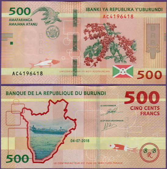 Банкнота Бурунди 500 франков 2018