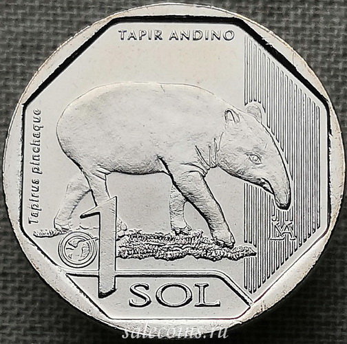 Монета Перу 1 соль 2018 Горный тапир
