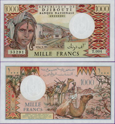 Банкнота Джибути 1000 франков 1991 год