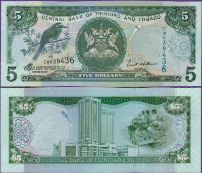 Банкнота Тринидад и Тобаго 5 долларов 2006 год