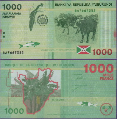 Банкнота Бурунди 1000 франков 2015 года