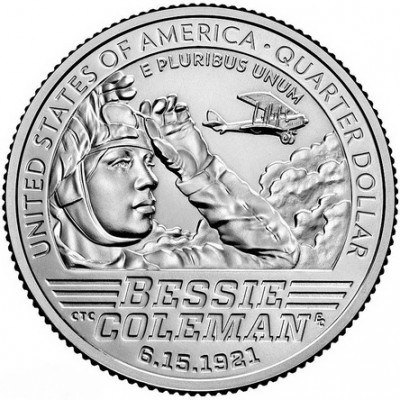 Монета США 25 центов 2023 Женщины Америки №6 Бесси Колман