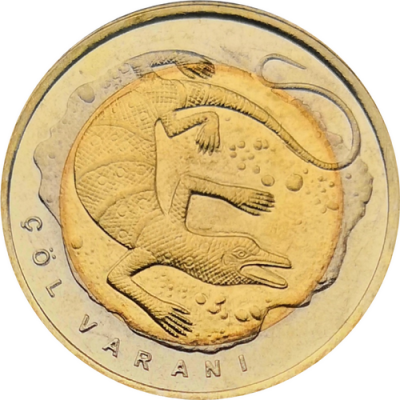 Монета Турции 1 лира 2015 Серый варан