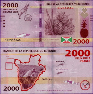 Банкнота Бурунди 2000 франков 2018 год