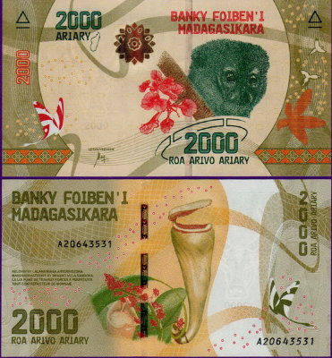 Банкнота Мадагаскара 2000 ариари 2017