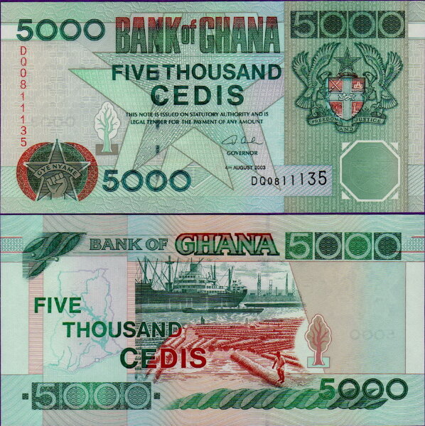 Банкнота Ганы 5000 седи 2003