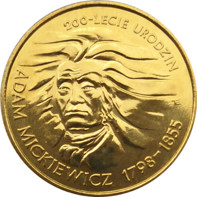 Монета Польши 2 злотых Адам Мицкевич 1998 год