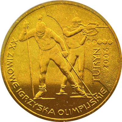 Монета Польши 2 злотых XX зимние Олимпийские игры в Турине 2006 год