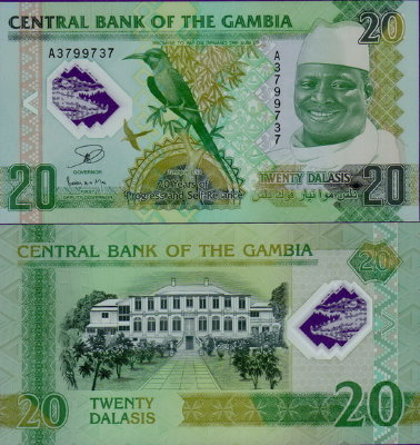 Банкнота Гамбия 20 даласи 2014 полимер