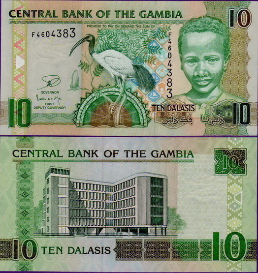 Банкнота Гамбии 10 даласи 2012