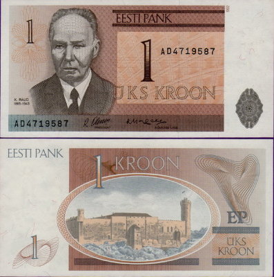 Банкнота Эстонии 1 крона 1992 г