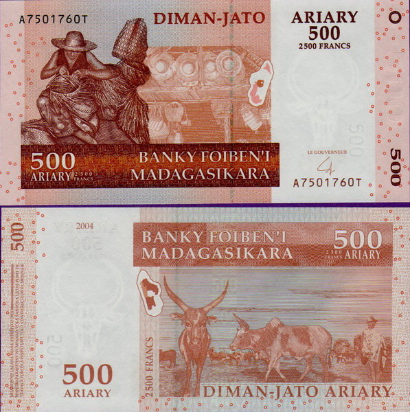 Банкнота Мадагаскара 500 ариари 2004 г