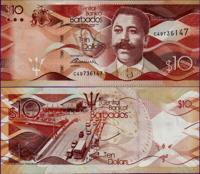 Банкнота Барбадос 10 долларов 2017 год