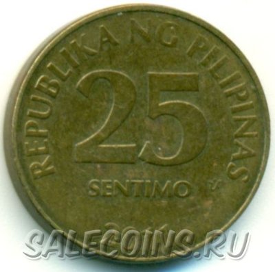 Монета Филиппин 25 сентимо 2011 год