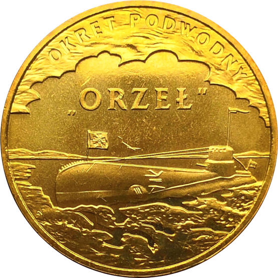 Монета Польши 2 злотых Подводная лодка "Орёл" 2012 год