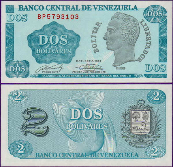 Банкнота Венесуэлы 2 боливара 1989
