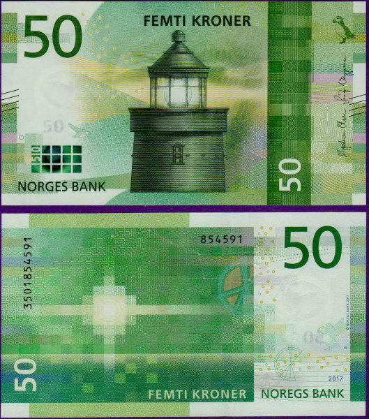 Банкнота Норвегии 50 крон 2018 год