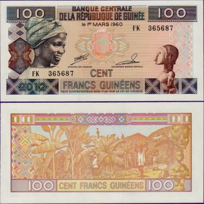 Банкнота Гвинеи 100 Франков 2012