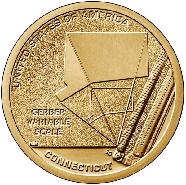 Монета 1 доллар 2020 Шкала Гербера Коннектикут