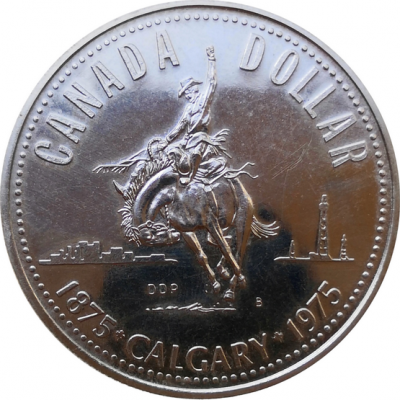 Монета Канады 1 доллар Калгари 1975 год Серебро
