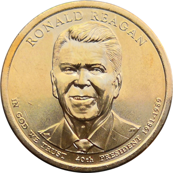 Монета США 1 доллар 2016 Рональд Рейган 40-й президент