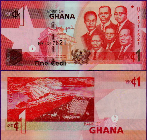 Банкнота Ганы 1 седи 2017 год