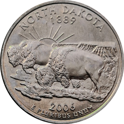 США 25 центов 2006 39-й штат Северная Дакота