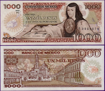 Банкнота Мексики 1000 песо 1985 год