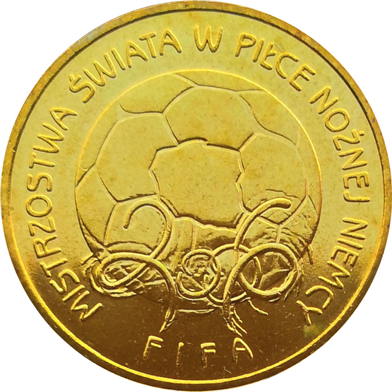 Монета Польши 2 злотых Чемпионат мира по футболу в Германии 2006 год