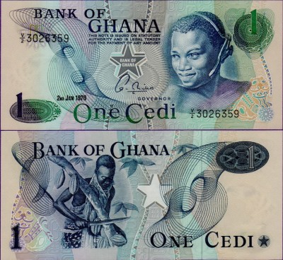 Банкнота Ганы 1 седи 1976 год