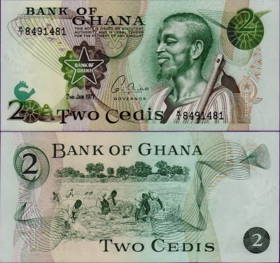 Банкнота Ганы 2 седи 1977 год