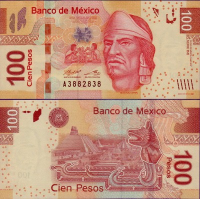 Банкнота Мексики 100 песо 2017