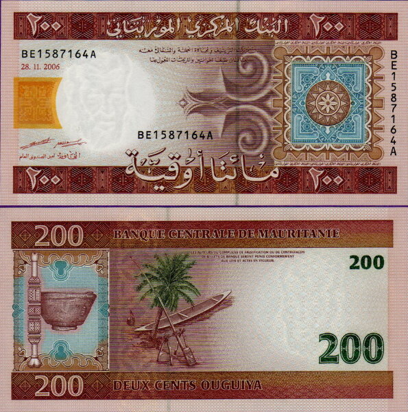 Банкнота Мавритании 200 угйя 2006 года