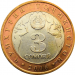 Монета Таджикистана 3 сомони 2006 года Город Куляб 2700 лет