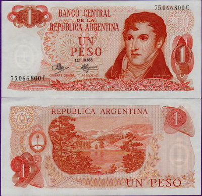 Банкнота Аргентины 1 песо 1970-1973