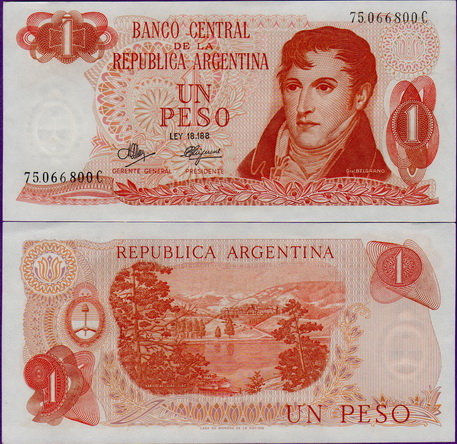 Банкнота Аргентины 1 песо 1970-1973