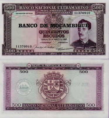 Банкнота Мозамбика 500 эскудо 1976 г