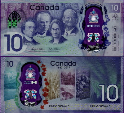 Банкнота Канады 10 долларов 2017 г