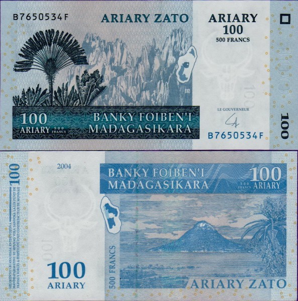 Банкнота Мадагаскара 100 Ариари 2004 год