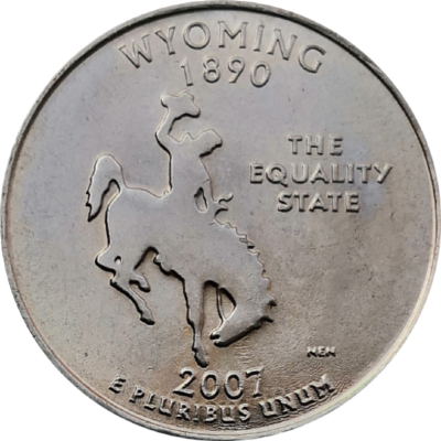 США 25 центов 2007 44-й штат Вайоминг