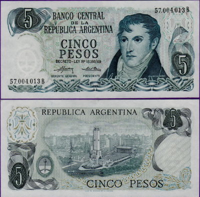 Аргентина 5 песо 1974-1976