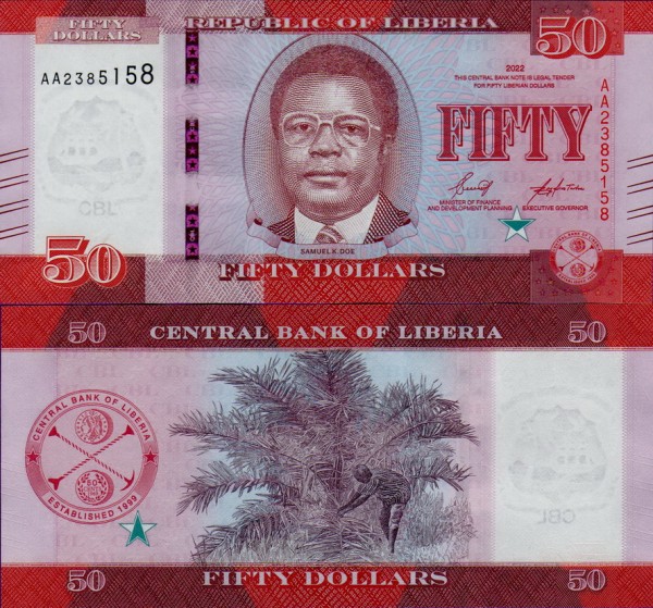 Банкнота Либерии 50 долларов 2022