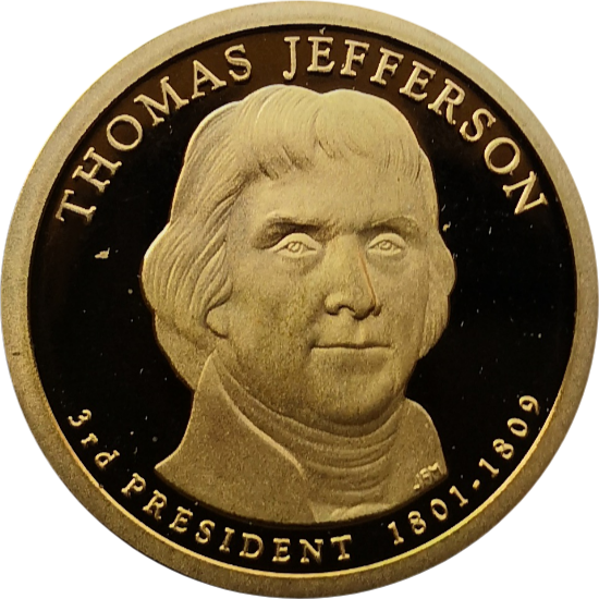 США 1 доллар 2007 Томас Джефферсон 3-й президент ПРУФ S