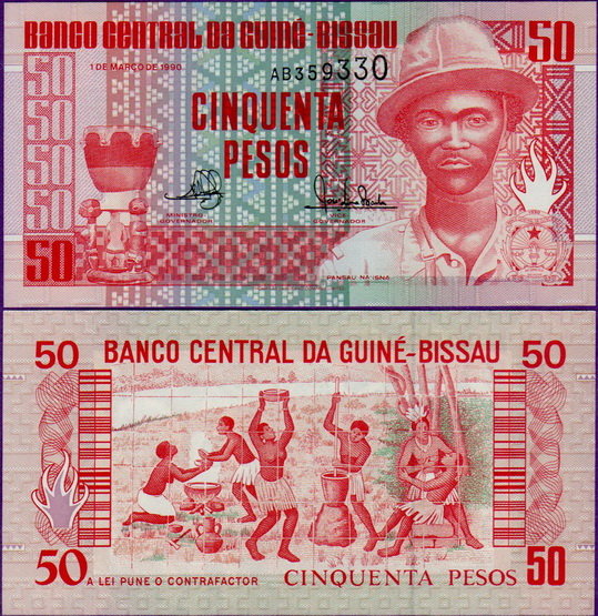 Банкнота Гвинея-Бисау 50 песо 1990 г